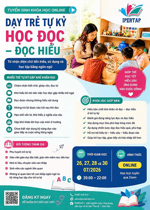 TUYỂN SINH KHÓA HỌC ONLINE DẠY TRẺ TỰ KỶ HỌC ĐỌC – ĐỌC HIỂU